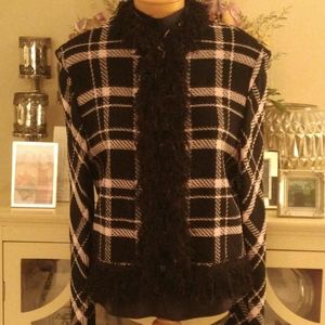 ST. JOHN Tweed & Fringe Blazer/Zip-up coat- GORGEOUS!